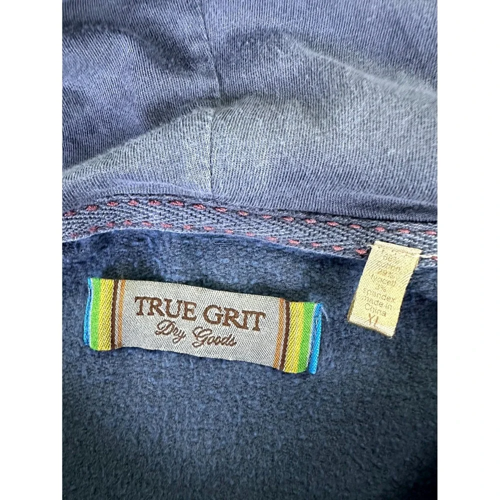 True Grit Hoodie XL Grey Jersey Cotton Fleece Baggy Comfort Cozy Minimalist - Picture 7 of 9